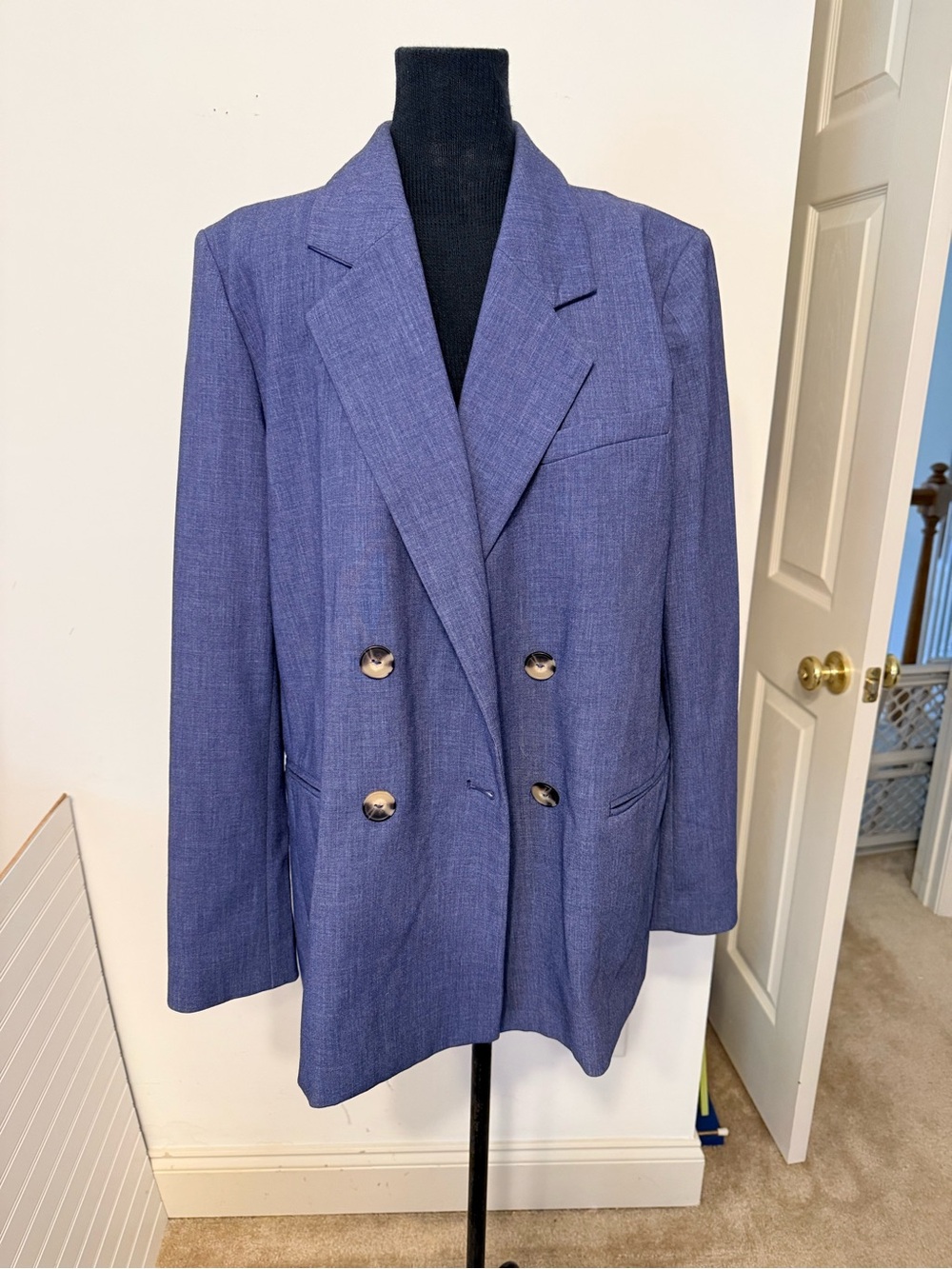 Maeve Lavender-Blue Double-Breasted Blazer